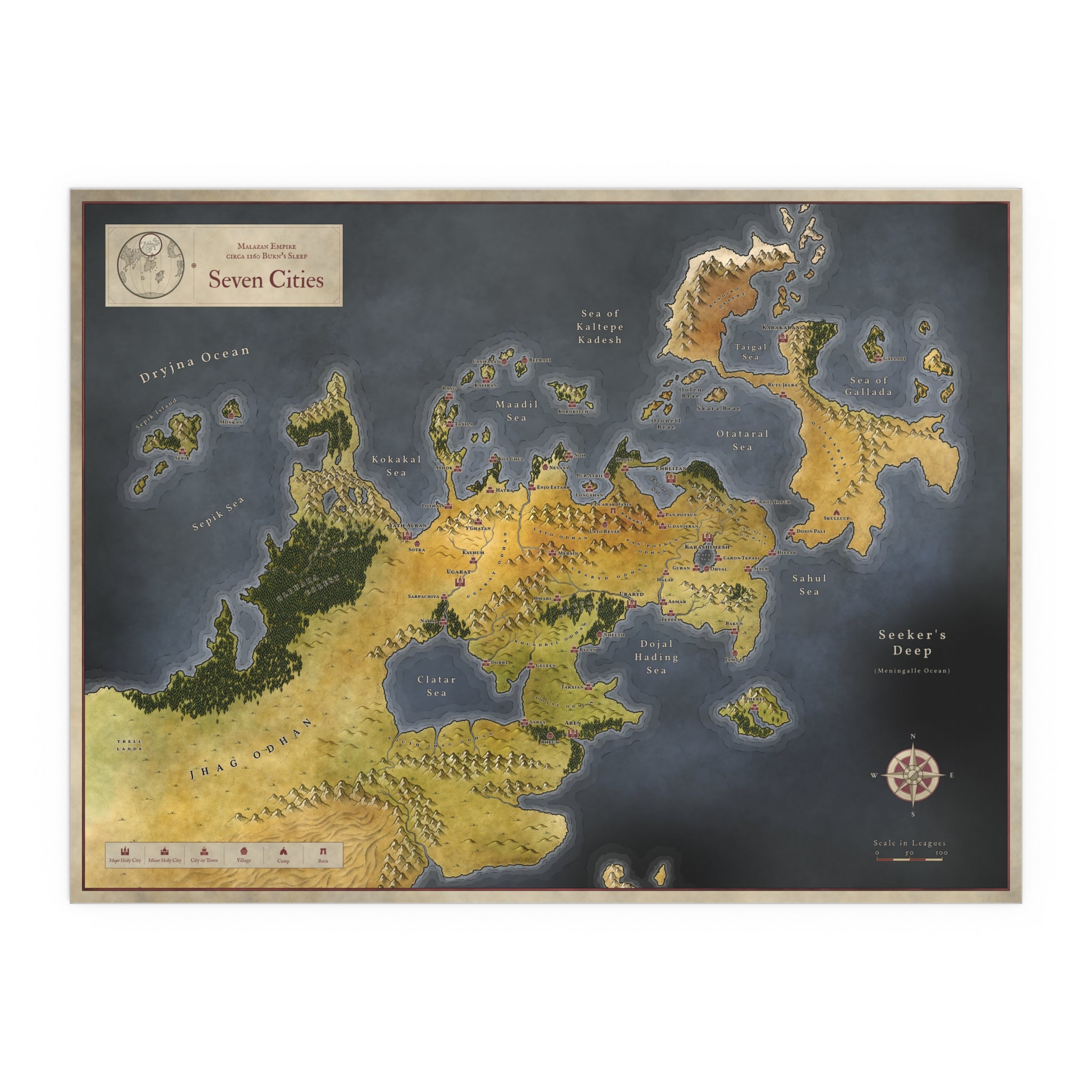 Seven Cities Silk Poster (24" x 32")